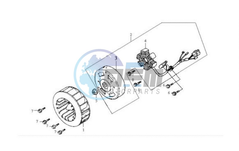 FLYWHEEL WITH MAGNETO / FAN