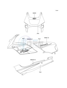 EX 500 D [NINJA 500R] (D6F-D9F) D6F drawing DECALS-- RED- --- D6F- -