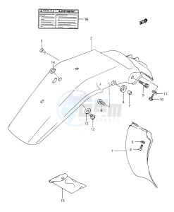 DR350 (E28) drawing REAR FENDER - LABEL (MODEL R)