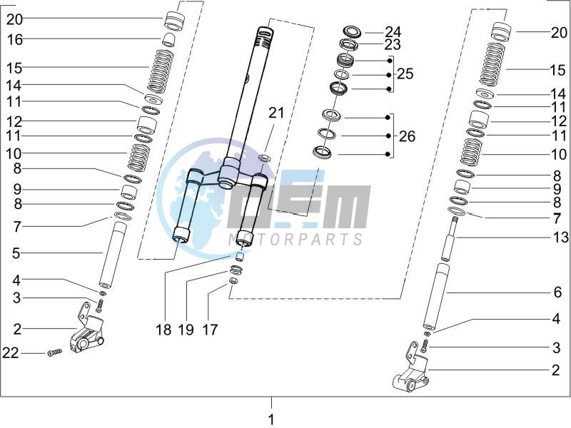 Fork steering tube - Steering bearing unit