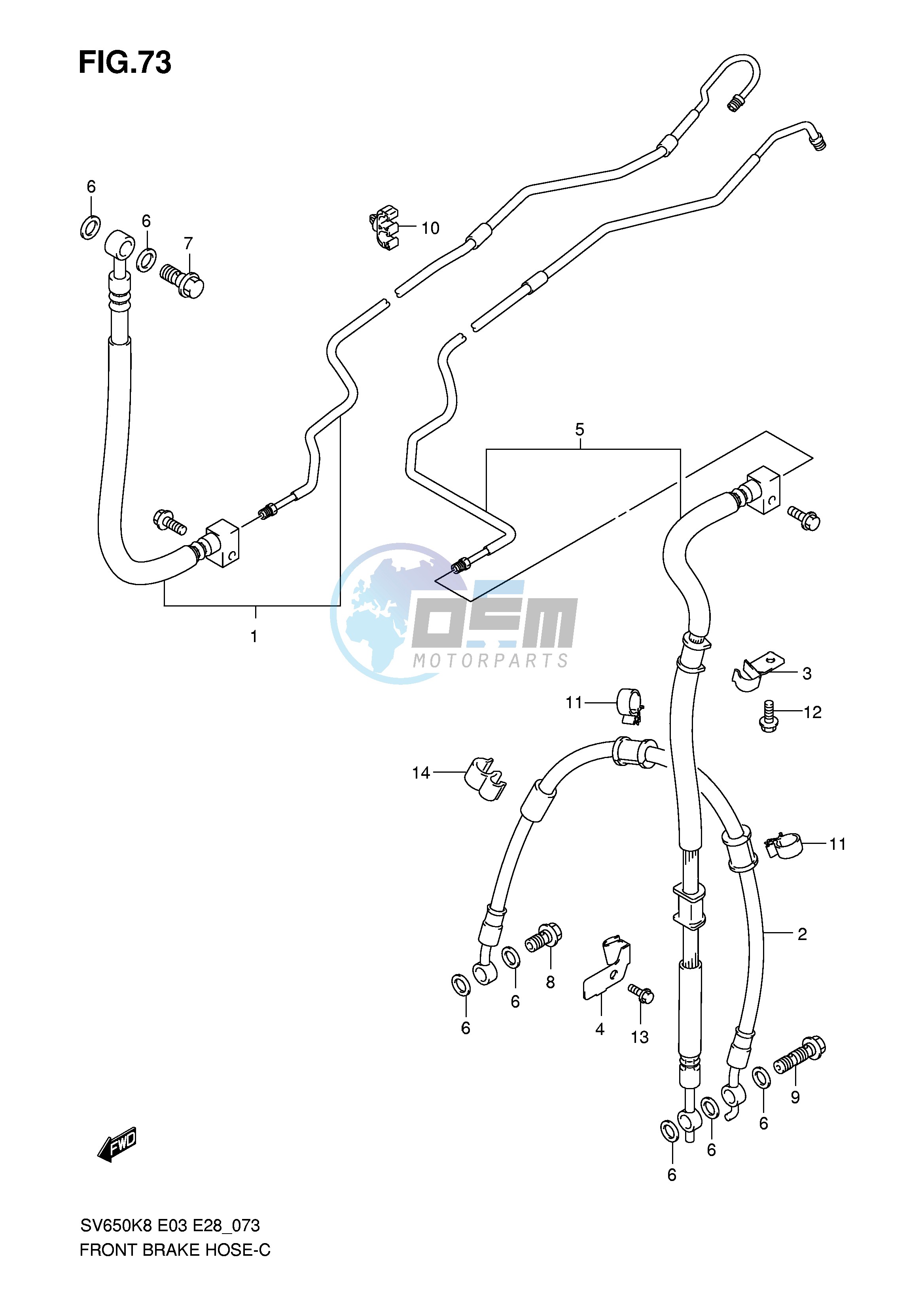 FRONT BRAKE HOSE(SV650AK8 SAK8 AK9 SAK9 SAL0)