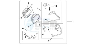 VFR800A9 France - (F / ABS CMF MME) drawing 35 L PANNIER KIT GLORY RED