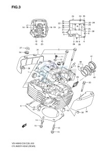 VS1400 (E3-E28) INTRUDER drawing CYLINDER HEAD (REAR)