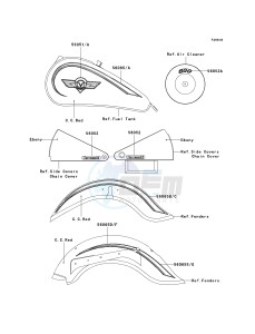 VN 800B [VULCAN 800 CLASSIC] (B6-B9) [VULCAN 800 CLASSIC] drawing DECALS-- C.C.RED- --- VN800-B7- -