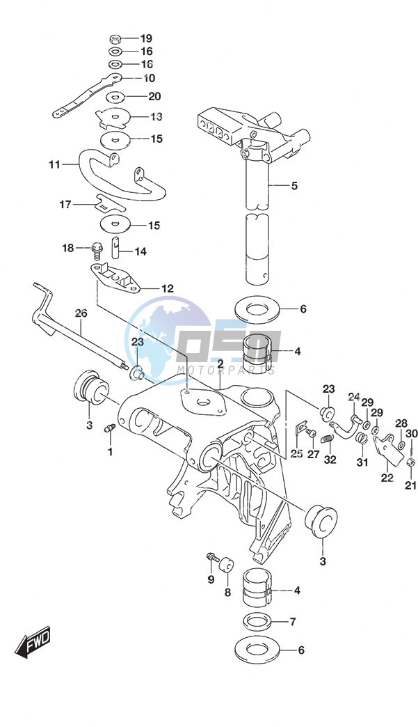 Swivel Bracket Tiller Handle w/Power Tilt