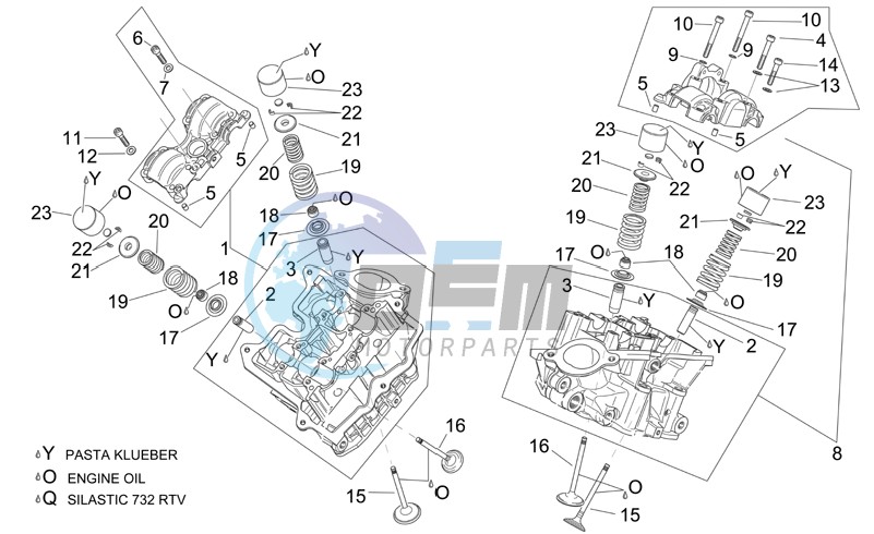 Cylinder head and valves