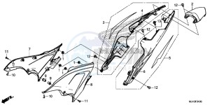 CBR500RF CBR500R UK - (E) drawing SIDE COVER/ REAR COWL