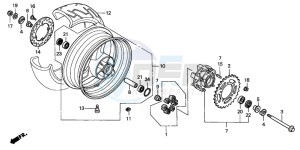 CB600F2 HORNET drawing REAR WHEEL