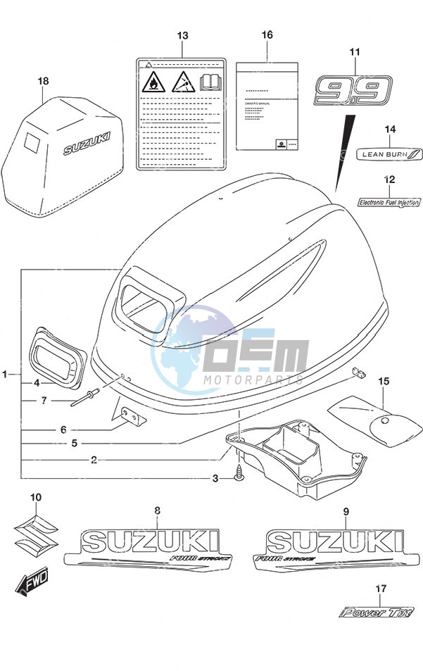 Engine Cover - w/Power Tilt