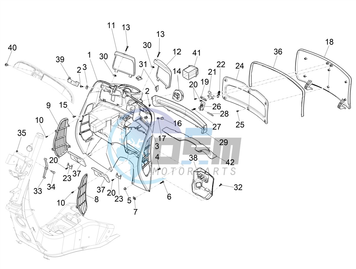 Front glove-box - Knee-guard panel