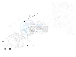 GTV 300 HPE SEI GIORNI IE E4 ABS (NAFTA) drawing Cylinder-piston-wrist pin unit