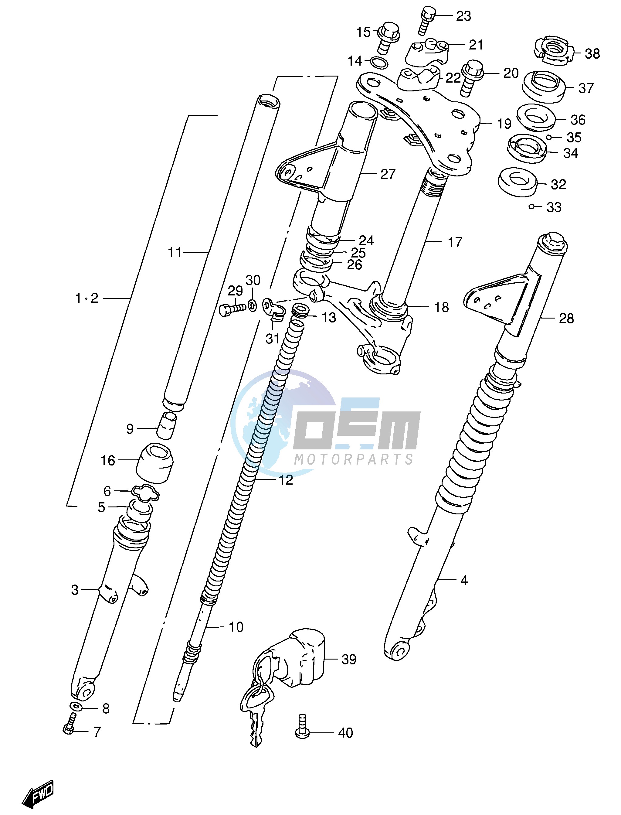 FRONT FORK (GS125SR ESR P37 '96.12~)