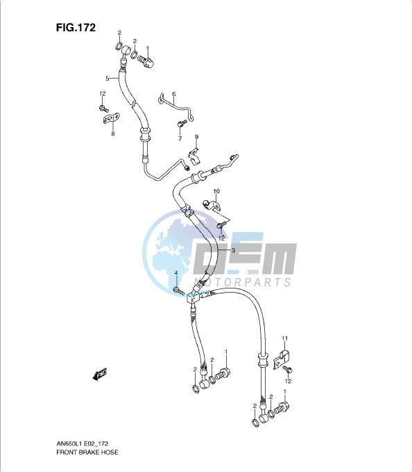 FRONT BRAKE HOSE (AN650AL1 E2)