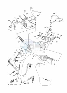 TRACER 900 GT MTT850D (B1J8) drawing STEERING HANDLE & CABLE