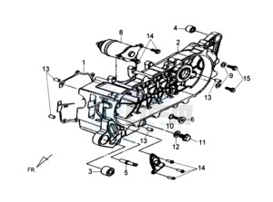 JET 4 50cc drawing CRANKCASE COVER LEFT