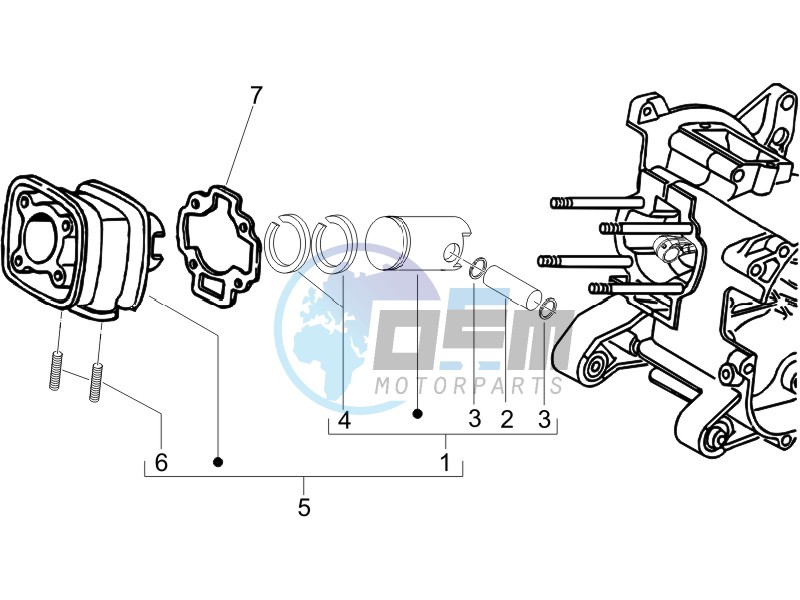 Cylinder-piston-wrist pin unit