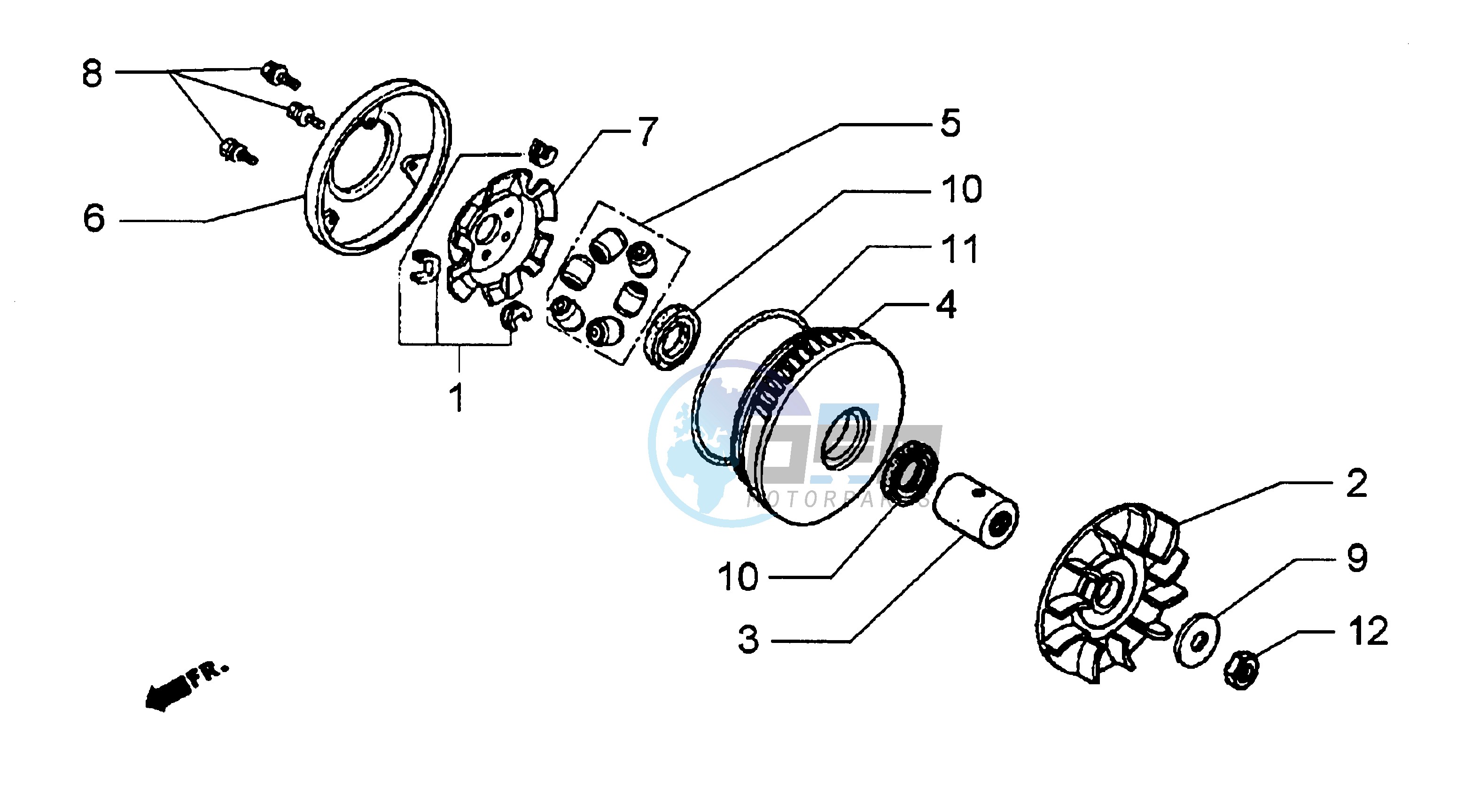 Half-pulley assy. driving