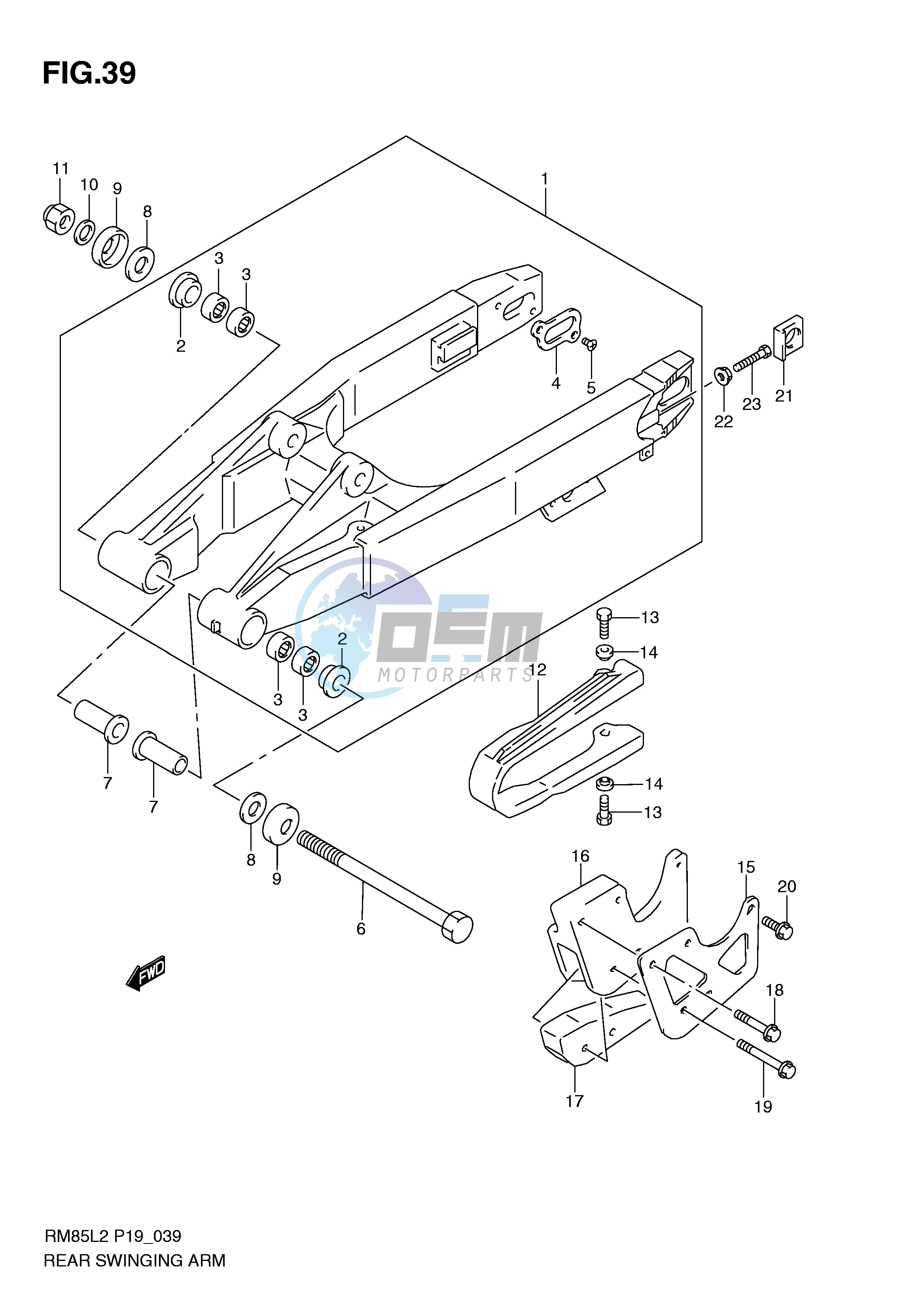 REAR SWINGING ARM (RM85L2 P19)