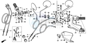 XR400R drawing HANDLE LEVER/SWITCH/CABLE