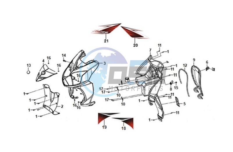 FRONT COWL / INNER LEG SHIELD / INDICATOR LIGHTS