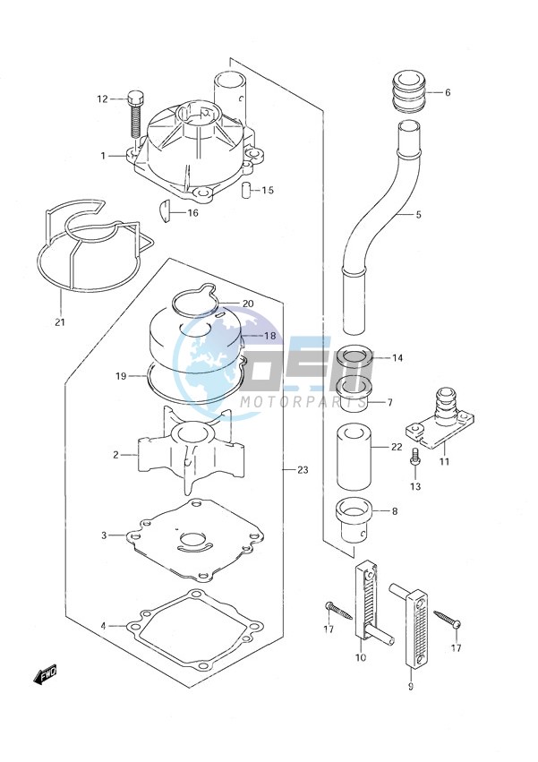 Water Pump DF 140T (S/N 682149 & Newer) DF 140Z (S/N 680234 & Newer)