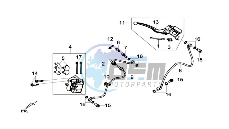 BRAKE CALIPER FRONT / BRAKE LEVER CPL.