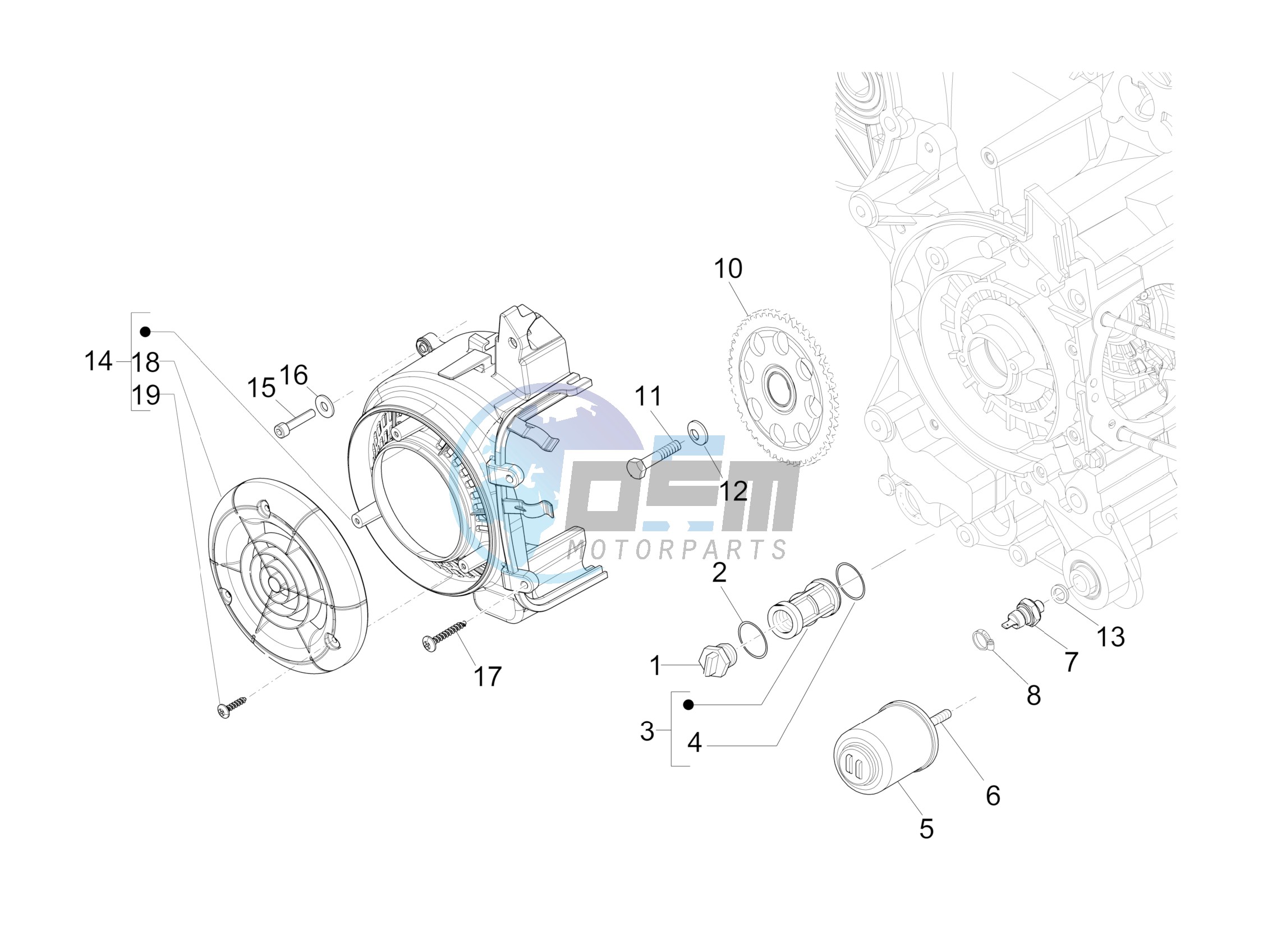 Flywheel magneto cover - Oil filter