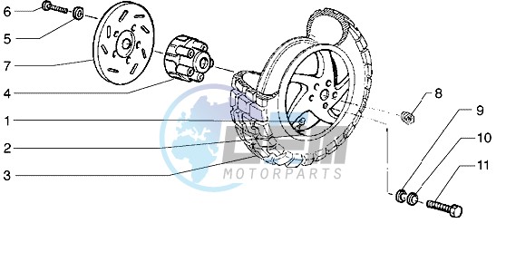 Rear wheel (Vehicle with rear hub brake)