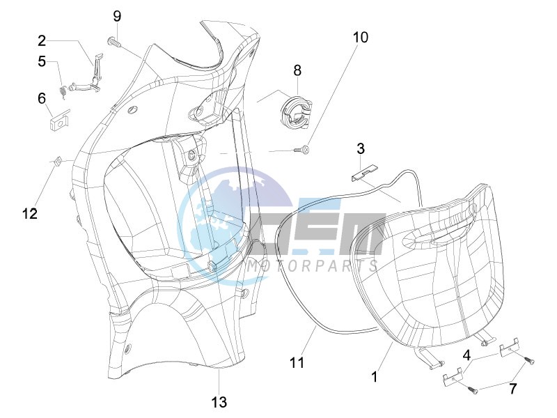 Front glove-box - Knee-guard panel