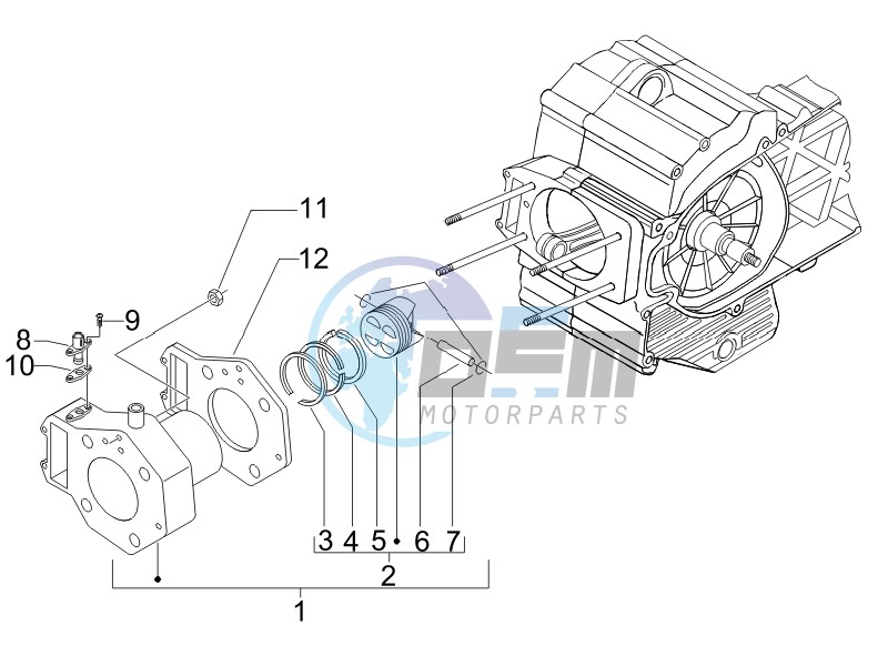 Cylinder-piston-wrist pin unit