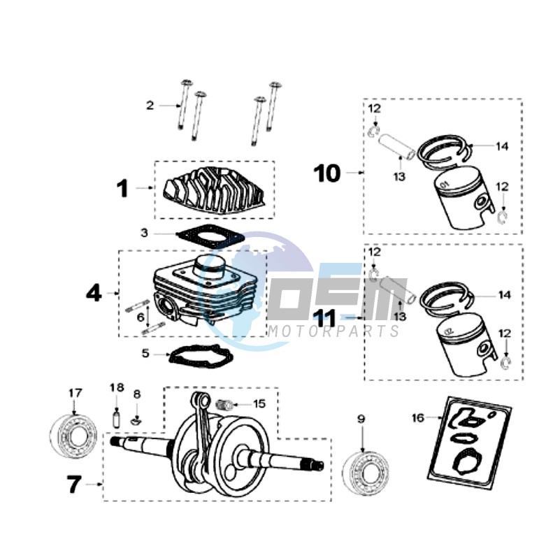 CRANKSHAFT AND CYLINDER