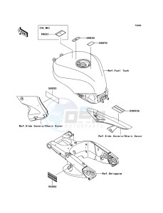 NINJA ZX-10R ZX1000D7F FR GB XX (EU ME A(FRICA) drawing Labels