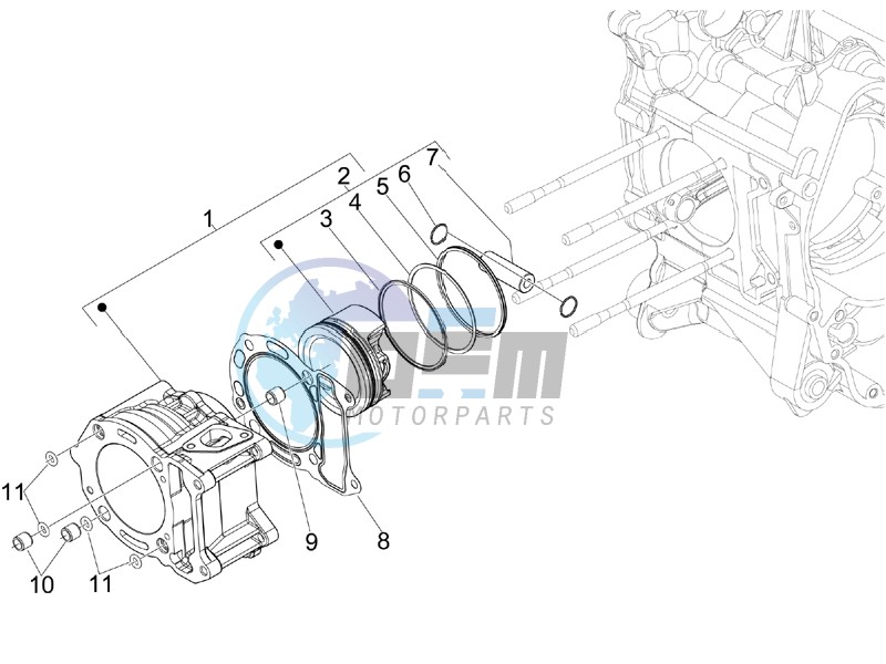 Cylinder-piston-wrist pin unit