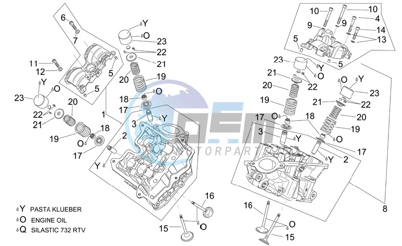 Cylinder head and valves