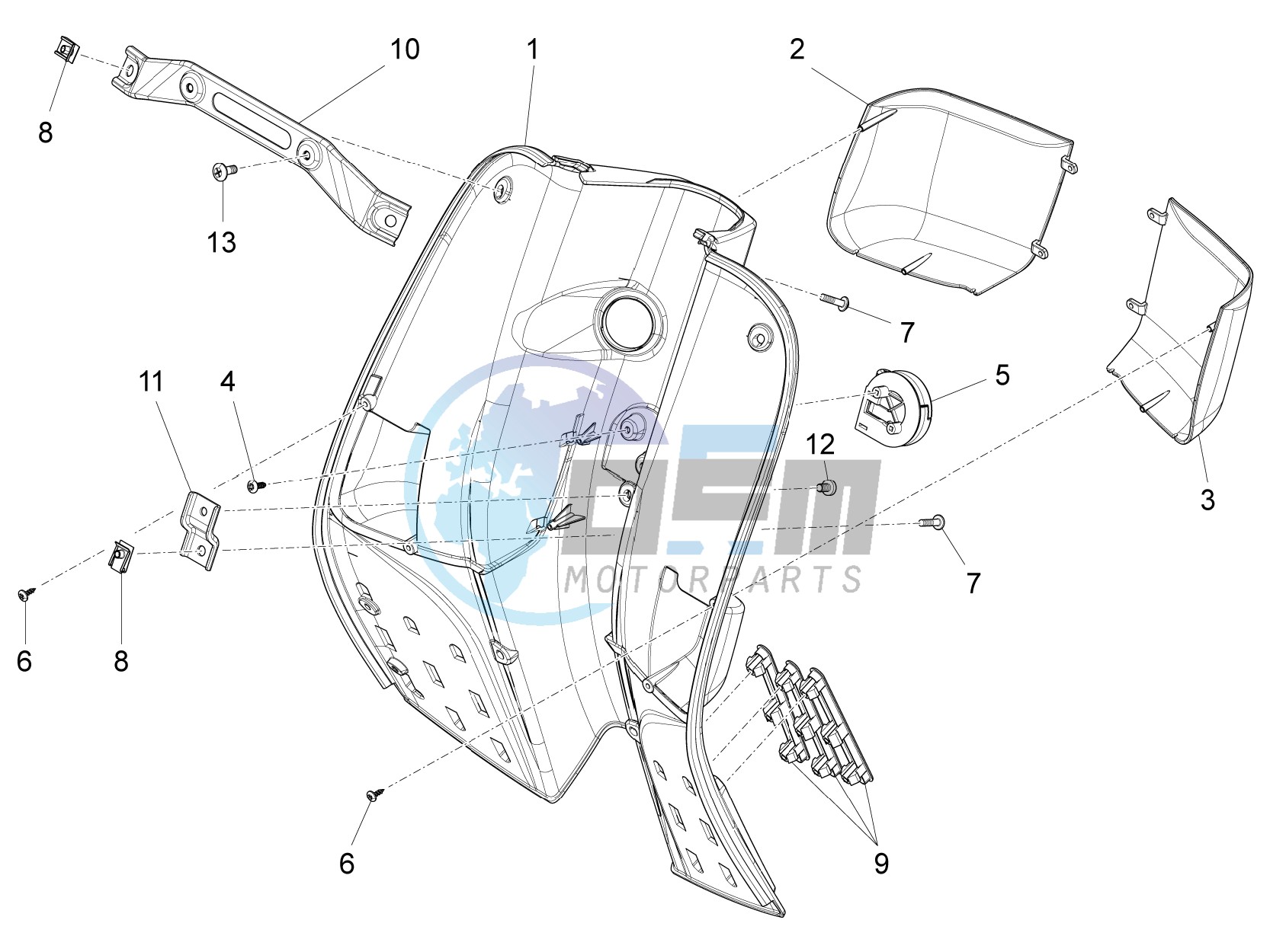 Front glove-box - Knee-guard panel