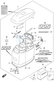 DF 225 drawing Engine Cover (Black)