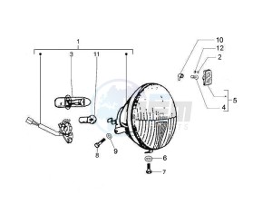 PX 150 (EMEA, APAC, LATAM) (Jp, Mx) drawing Front headlamps - Turn signal lamps