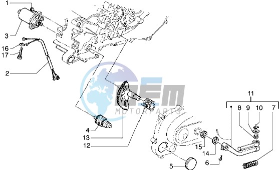 Starting motor-starter lever