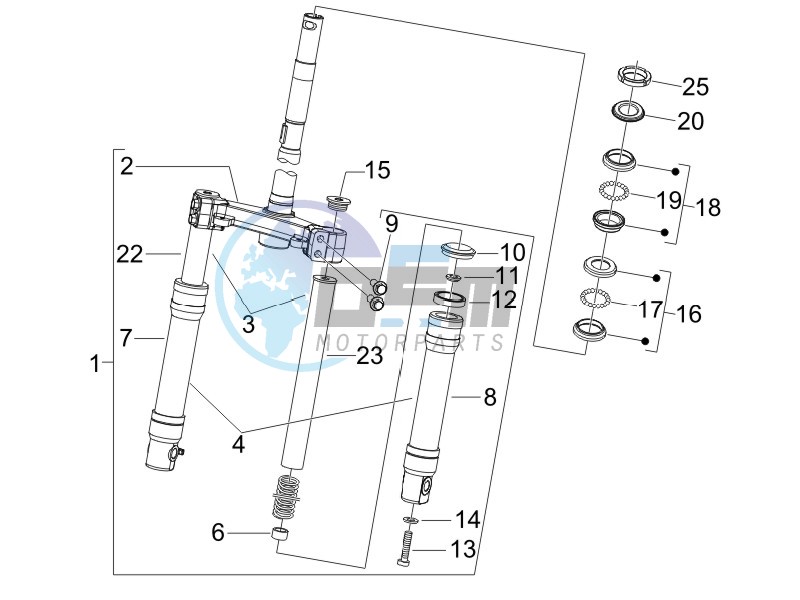 Fork steering tube - Steering bearing unit