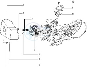 Typhoon 50 drawing Cylinder head - Cooling hood - Inlet and induction pipe