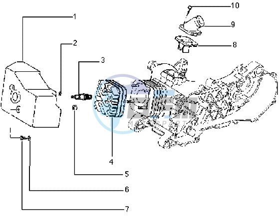 Cylinder head - Cooling hood - Inlet and induction pipe