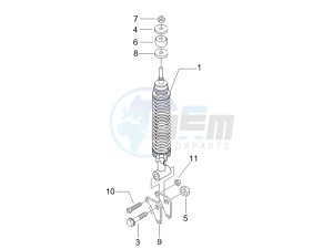 Liberty 150 4t e3 moc drawing Rear suspension - Shock absorbers