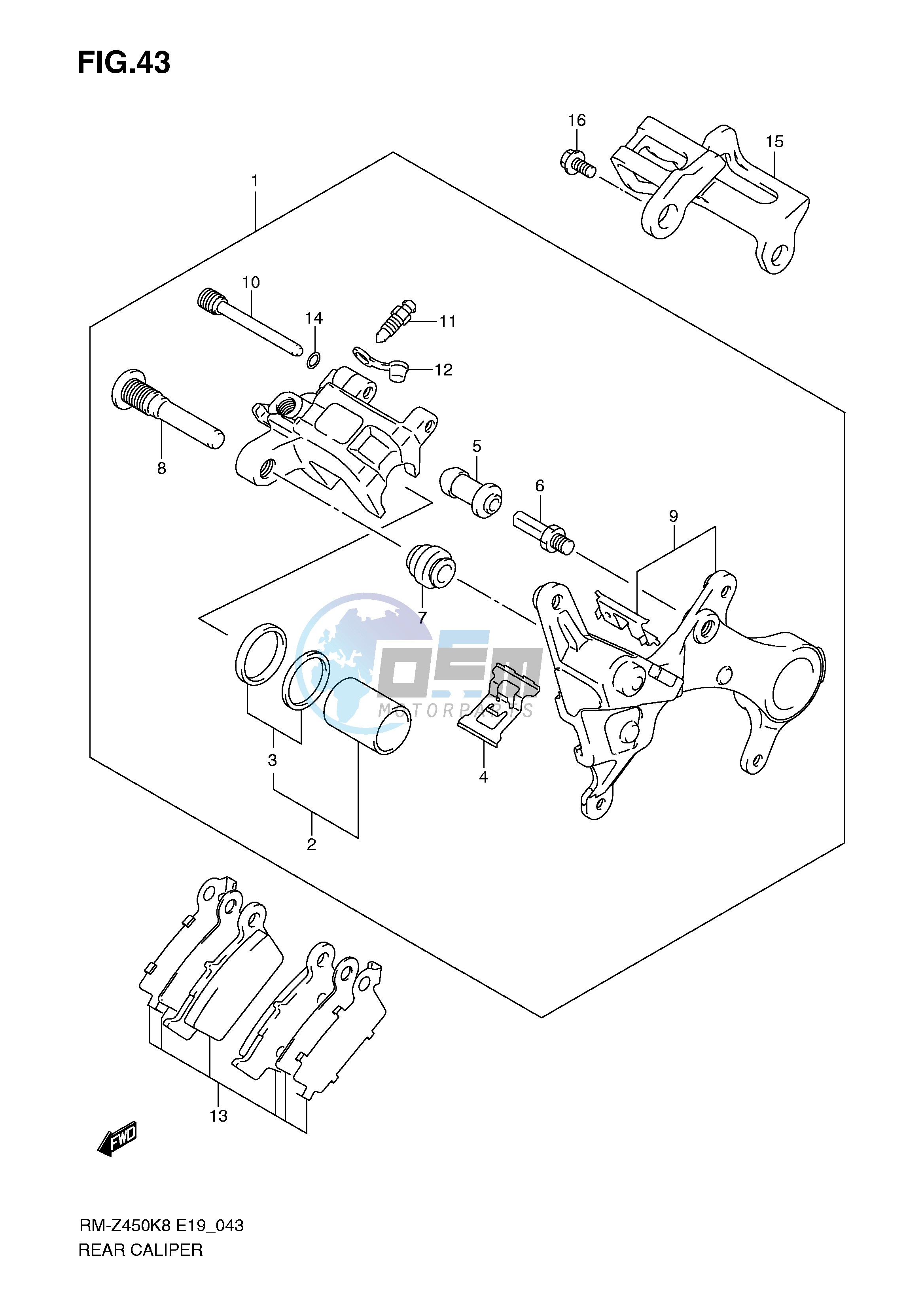 REAR CALIPER (RM-Z450K8 K9 L0)