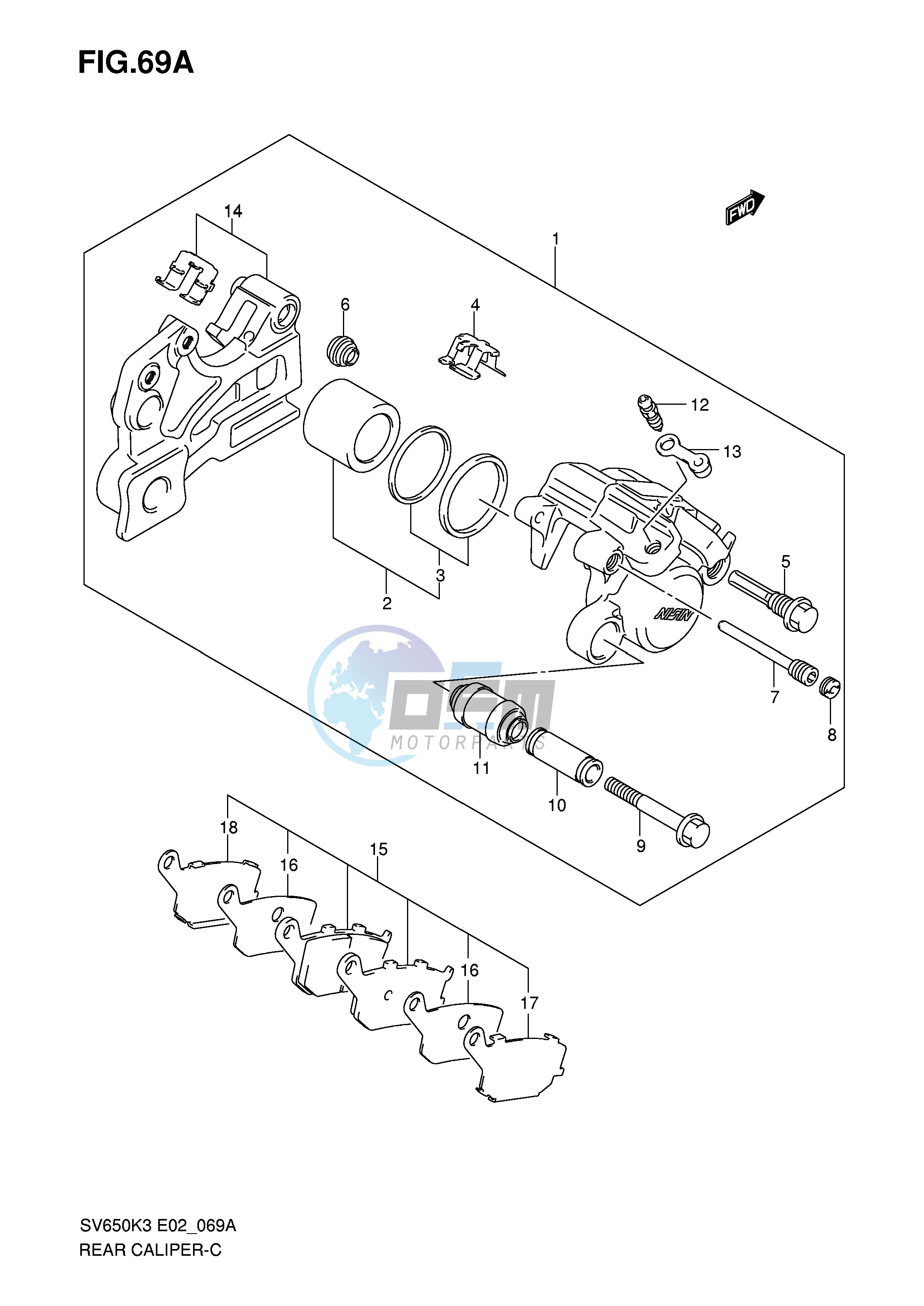 REAR CALIPER (SV650AK7 UAK7 SAK7 SUAK7)