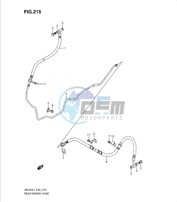 REAR BRAKE HOSE (AN400L1 E19)