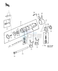 KZ 550 C [LTD] (C1-C2) [LTD] drawing GEAR CHANGE DRUM & FORKS -- 80-81 C1_C2- -