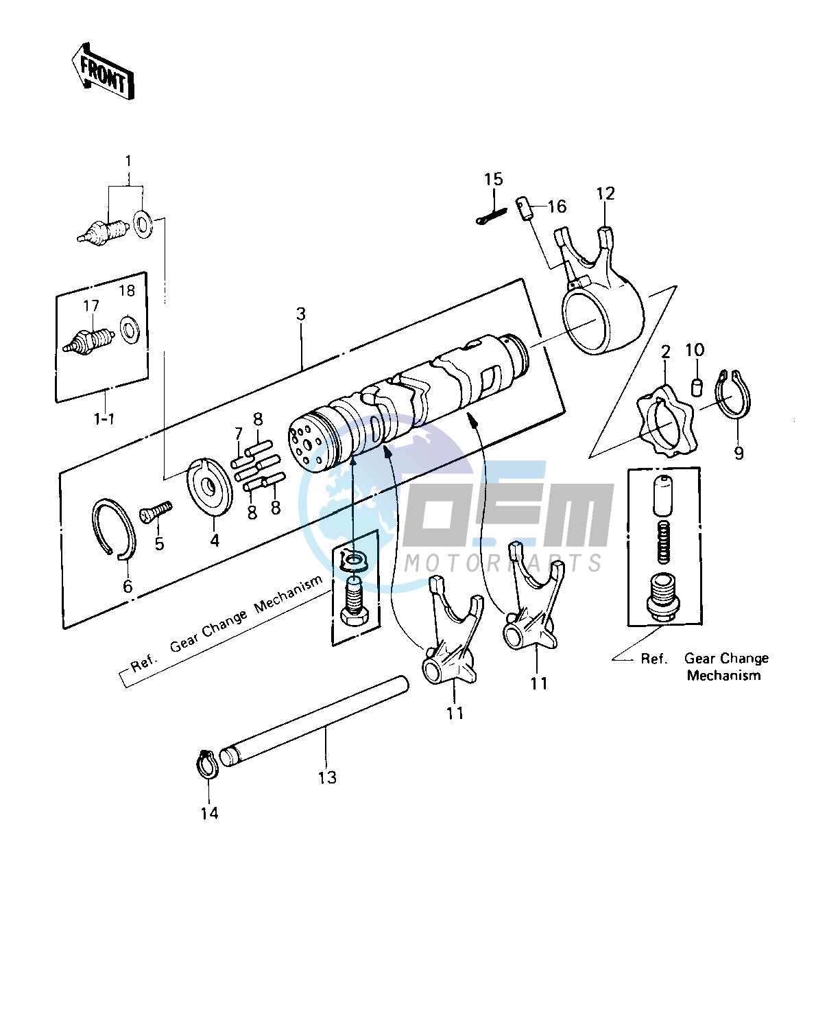 GEAR CHANGE DRUM & FORKS -- 80-81 C1_C2- -