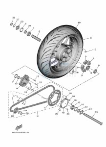 TRACER 9 MTT890 (B5U9) drawing REAR WHEEL