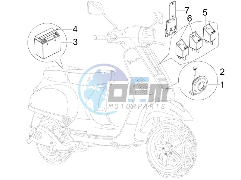 Control switches - Battery - Horn