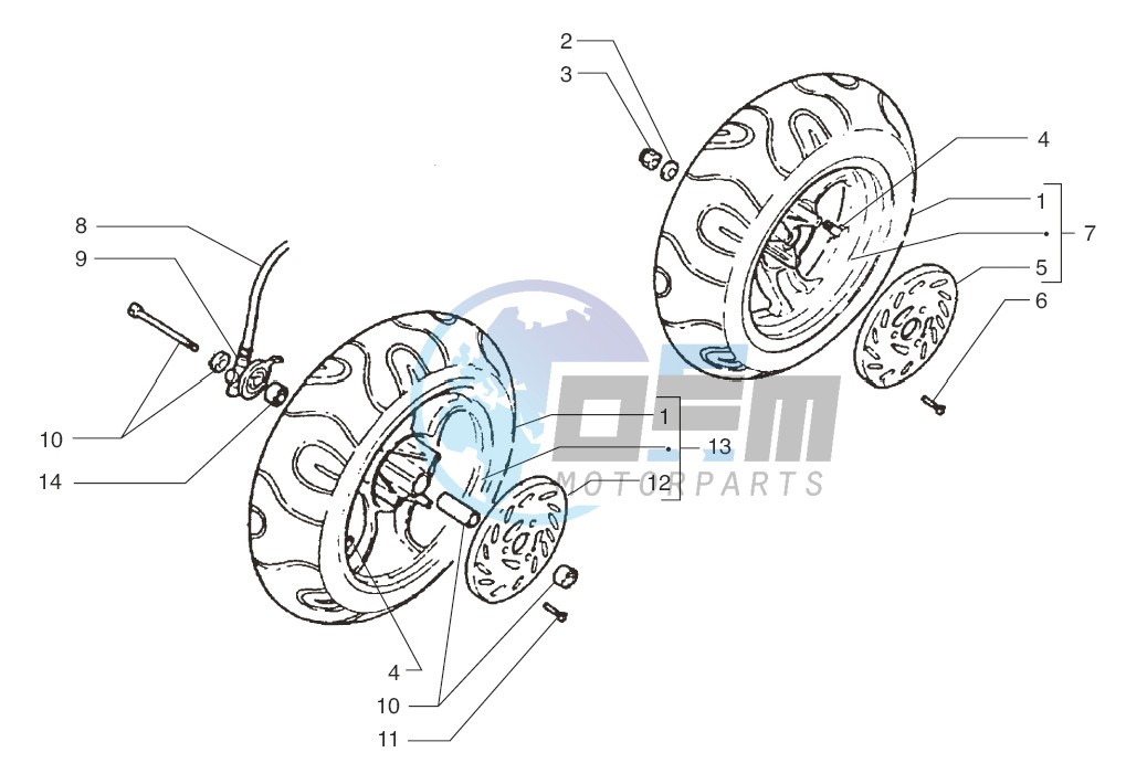 Front wheel-Rear wheel